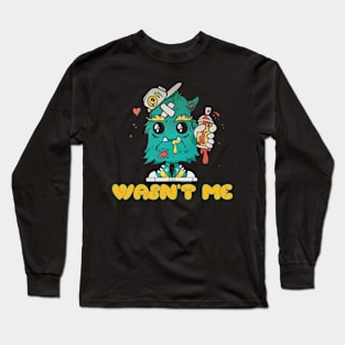 Wasn't Me Innocent Baby Monster Child Birthday Costume Gift Long Sleeve T-Shirt